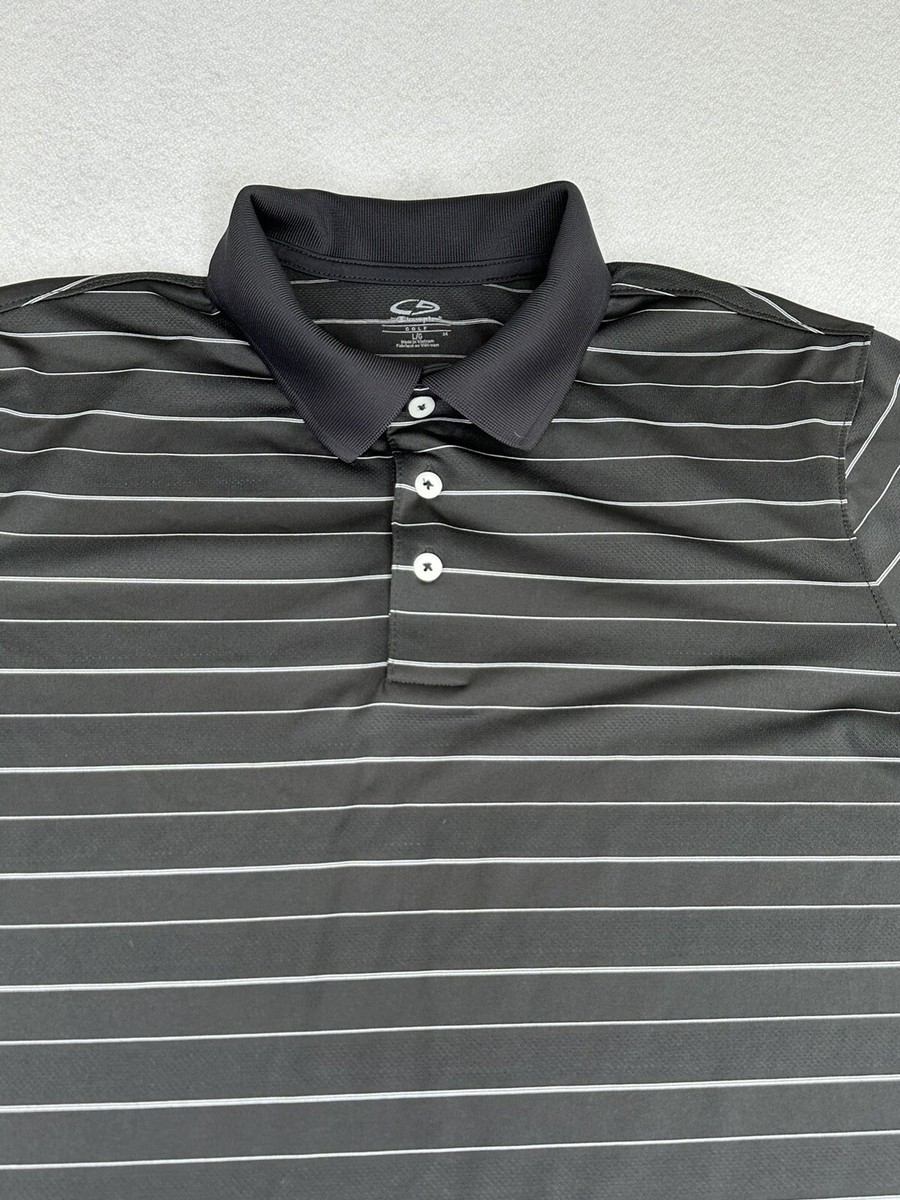 C9 Champion Golf Duo Dry Mens Dark Gray Striped Short Sleeve Polo Shirt  Large L