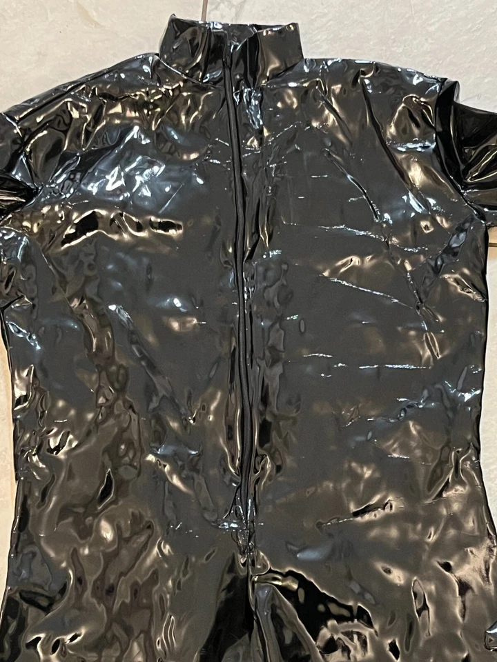 Macacão Catsuit Feminino XL Vinil Role Play Fantasia Couro Corpo Inteiro - Imagem 3 de 4