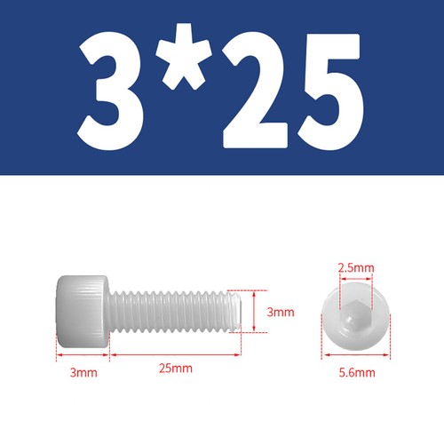 Kunststoff Zylinderschrauben Innensechskant Weiß Nylon DIN 912 M3 M4 M5 Bis M12 - Bild 16 von 82
