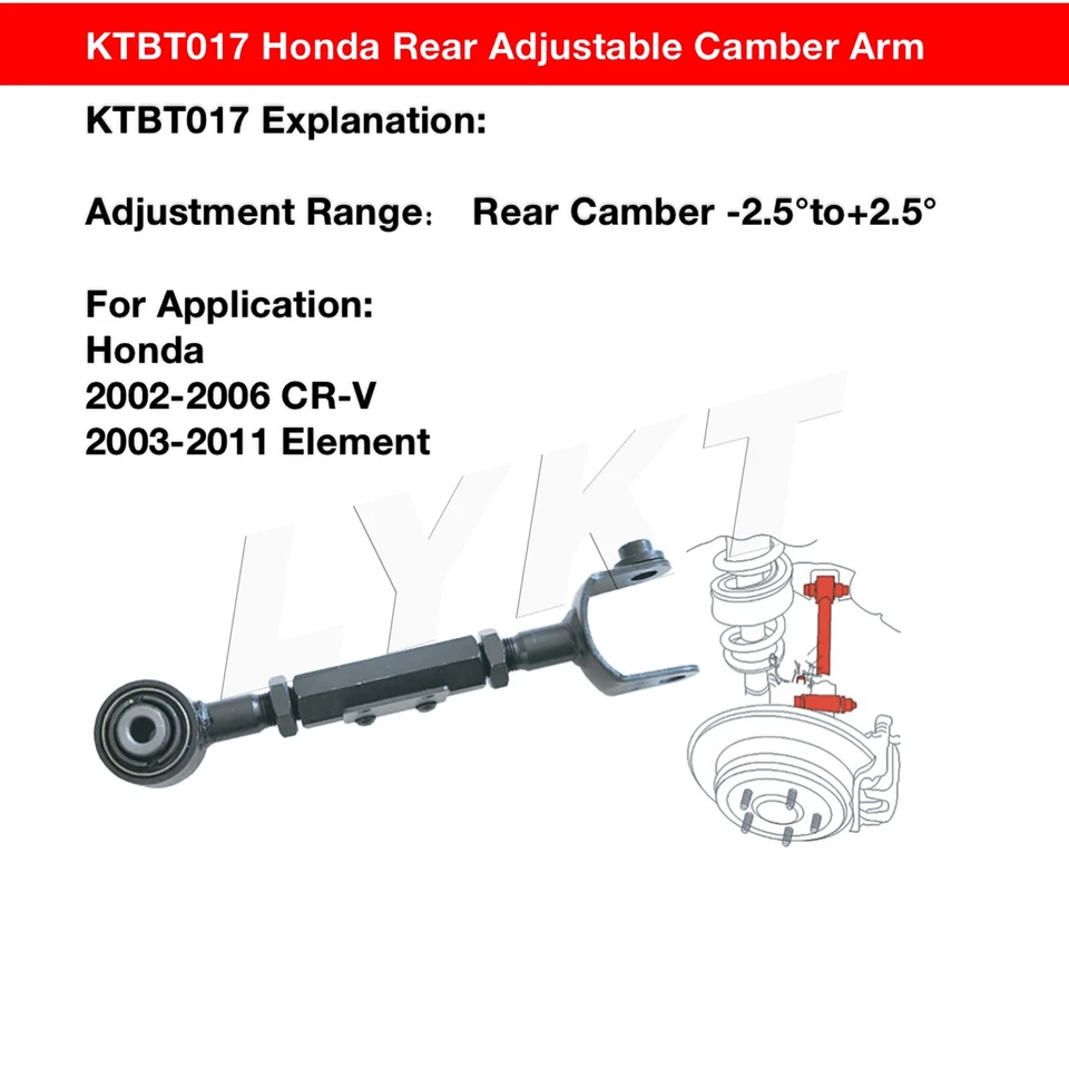 LYKT 2pcs Rear Adjustable Control Arm Camber Kit  Honda CRV 02-06、Element 03-11 Foto 2 de 4