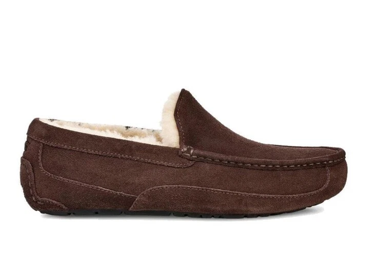 Mocassino slip on uomo Ugg in lana camosciato pelle scamosciata marrone nuovo taglia 9