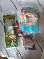 Lot of 4 McDonald's Happy Meal Toys Tarzan Tantor Kala Straw Compass 1999
