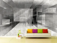3D Space Industrial Style Modern Self-adhesive Removeable Wallpaper Wall Mural