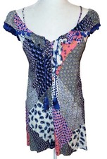 Umgee Women's Small Off Shoulder Sundress Pom Pom Trim Tassels Style SA2511