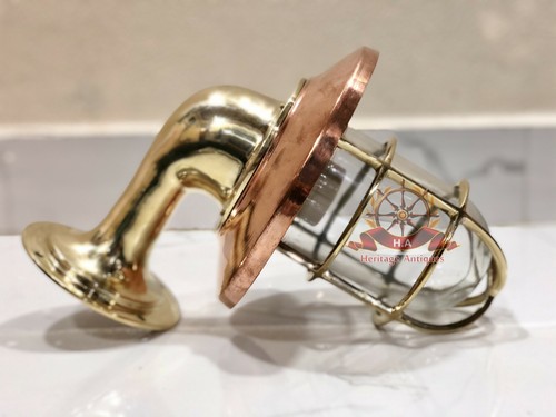 NAUTICAL OUTDOOR BRASS METAL WALL SCONCE SWAN LIGHT WITH COPPER SHADE LOT OF 5 - Picture 6 of 10
