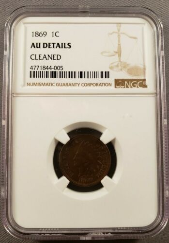1869 Indian Head Cent Nice AU Details Graded NGC - Picture 1 of 4
