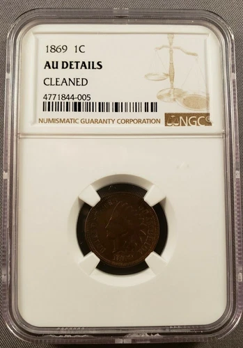 1869 Indian Head Cent Nice AU Details Graded NGC