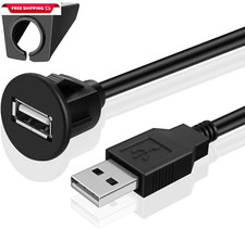 TNP USB Flush Mount Cable W/Buckle- Dashboard Panel Dash Mount 1 Port USB Socket