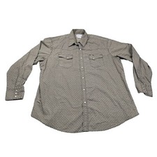 Vintage Wrangler Wrancher Shirt Men 2XL Brown Western Pearl Snap Geometric Cowbo