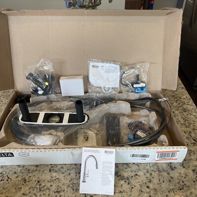 Delta 9113TV-DST Essa VoiceIQ Voice Activated Pull Down Kitchen - Black