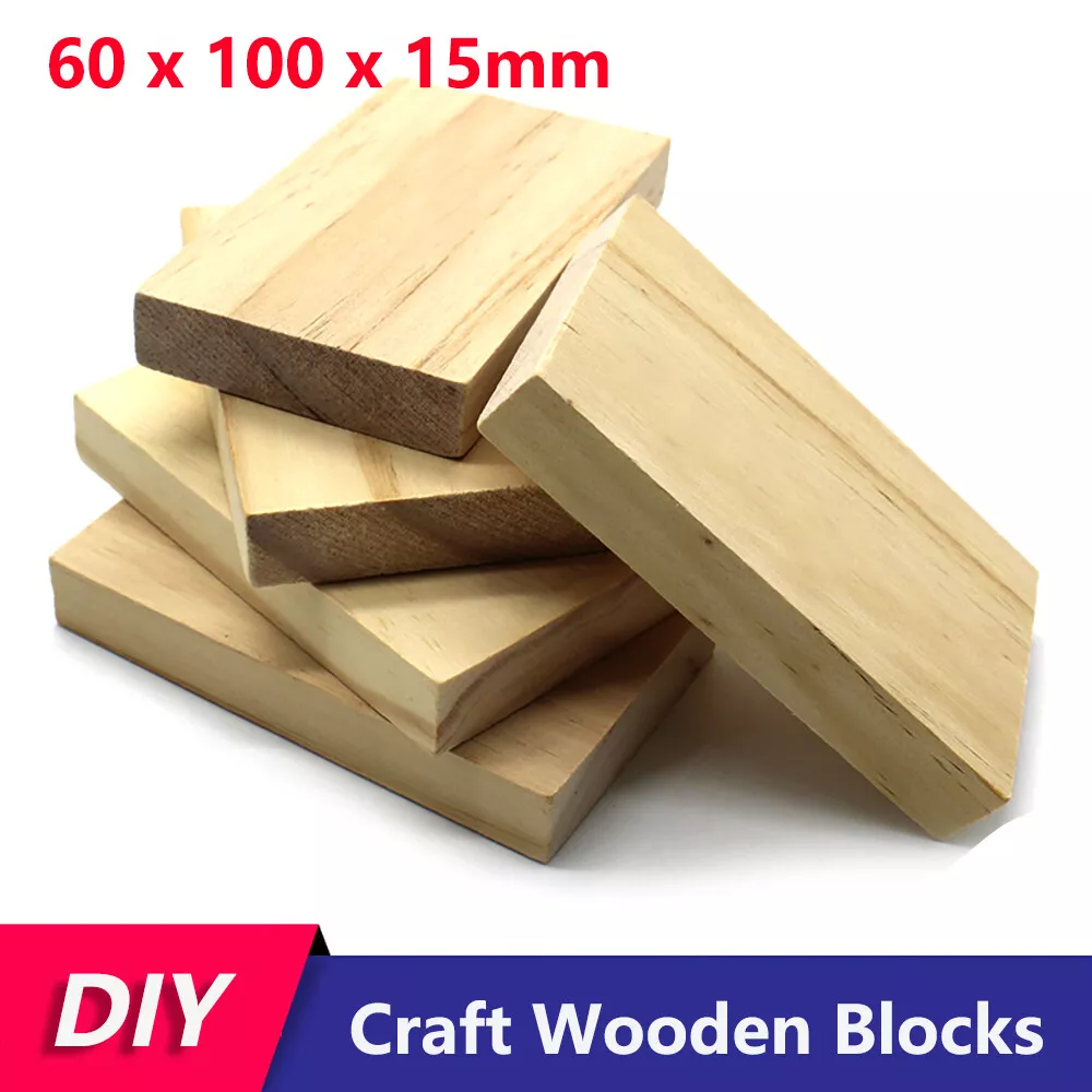 60 x 100 x 15mm Wooden Cubes Blocks Pine Craft Supplies Wood Cubes