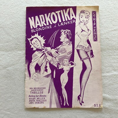 Blondin i fara Mark Miller, Lars Ekborg Vintage 1957 Danish Movie Program