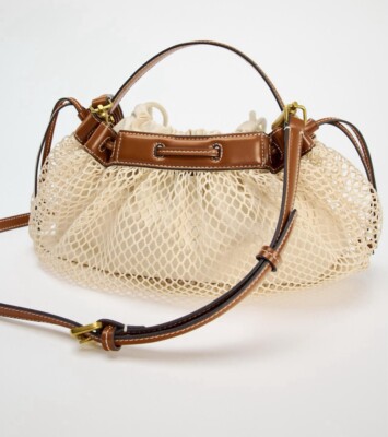 ZARA NEW WOMAN MESH CROSSBODY BUCKET HAND BAG