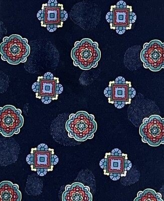 SANTOSTEFANO for Franco B Blue Floral Medallion Silk Tie Gold Santostefano Chain