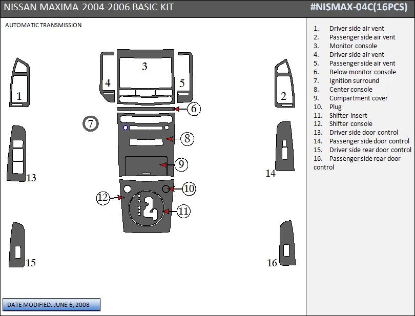 2005 nissan sale maxima dash kit