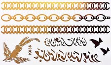 Flash Once Temporary Tattoo Gold 8 Pieces Bracelet Wedding Gold Leaf Body K36