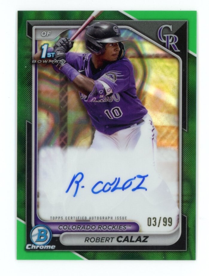 ROBERT CALAZ 1st Bowman ON CARD RC AUTO /99 - 2024 Chrome Green Lava Refractor