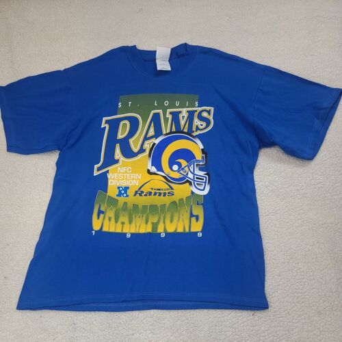 St Louis Rams Division Champions T Shirt Mens Size XL Vintage 1999 Blue NFL NFC - Picture 1 of 9