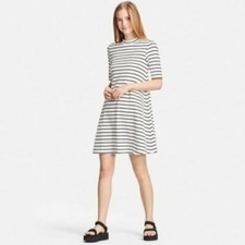 NWT Uniqlo Women’s Ribbed Cotton Flare Striped Dress Size XS