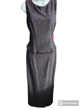 Scott McClintock Black Beaded Dress Sleeveless MOB Wedding Long Size 8