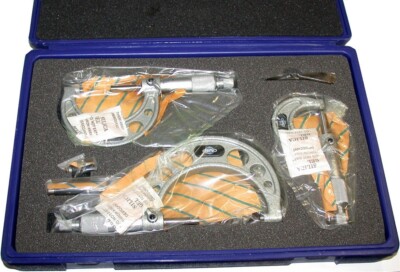 Set of 0 -3'' .0001'' CMED Outside Micrometers W/ Case Setting Masters Free Ship