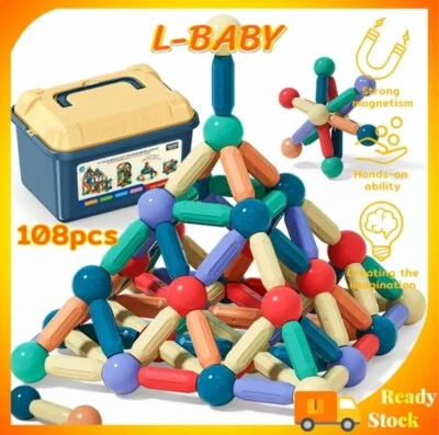 Kids Toy Magnetic Stick Balls 3D Geometry Toy Building Blocks Toy 108pcs - Image 1 of 4