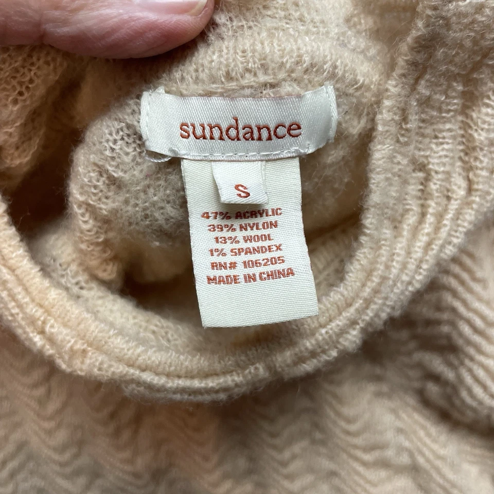 Sundance Scrunch Verve Sweater Womens S Tan Slouch Wool Blend Mock Neck Boho - Image 4 of 4