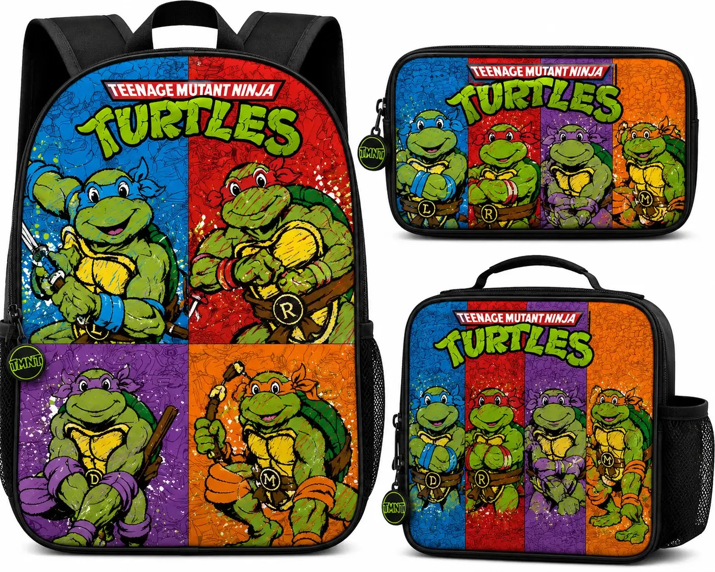 Ninja Turtle Style Backpack Lunch Bag Pencil Case Set