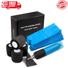 Pen Machine Covers and Grip Tapes 200Pcs Tattoo Machine Covers with 4Pcs Grip