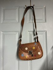 Hand Tooled Leather Floral Bag Brown Boho Hippie Purse: Unbranded
