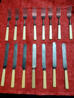 VINTAGE LF&C 15 PIECE FORK (8) & KNIFE (7) Set 