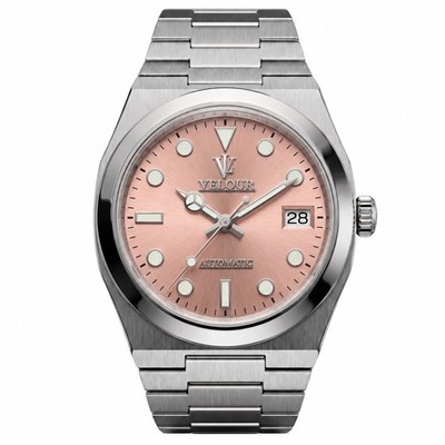 Velour Tolaris Pink Dial NH35 Automatic Steel Watch Mod | Luxury Date Style