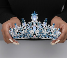 sky blue crown - woodland bridal crown - elegant princess luxury tiaras - gift