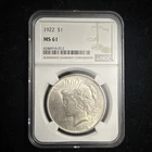 1922 Peace Dollar $1 Silver Coin NGC MS 61 Philadelphia Uncirculated