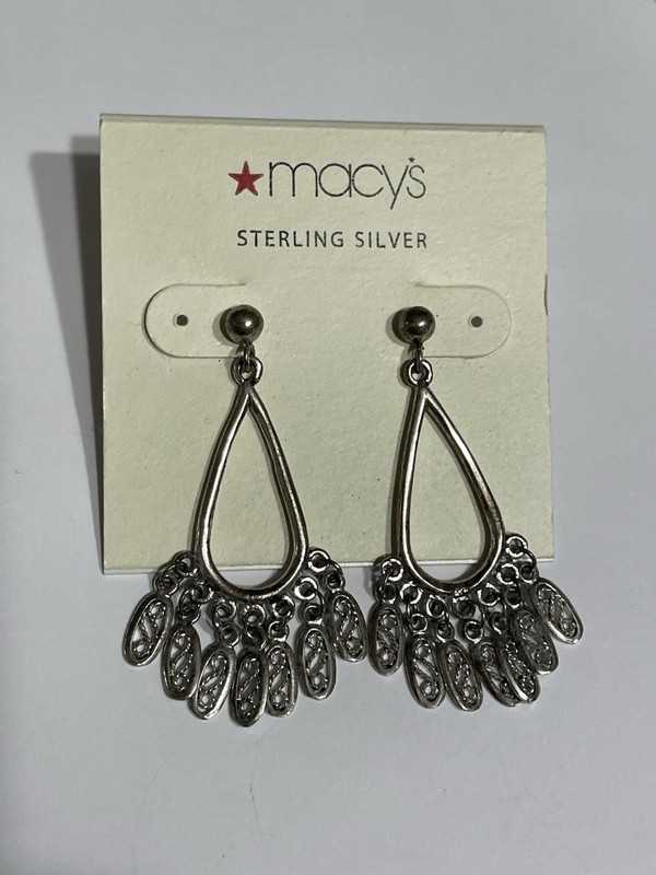 Stunning Vintage Macys Sterling Silver Chandelier Dangle Earrings NOS