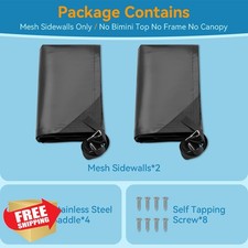 Bimini Top Sidewalls Mesh Boat Sun Shade Universal Fit with Straps