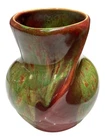 Weller Pottery Vase "Turkis" Twist 5" Signed Green Red Drip Glaze Art Deco