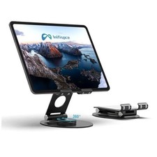 Swivel Tablet Stand, Aluminum Portable 360 Rotating Adjustable Tablet Black