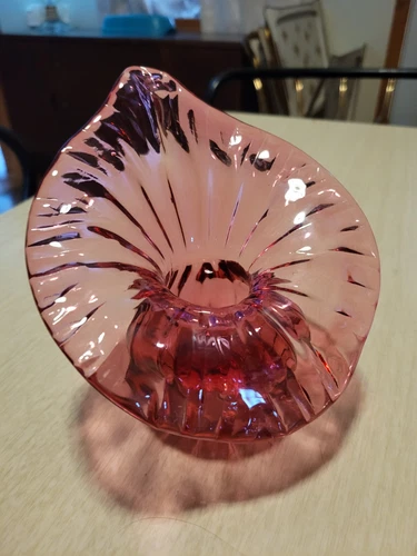 Fenton  Cranberry Art Glass Jack in the Pulpit Squat Vase Rare  5 1/2"T  RB$