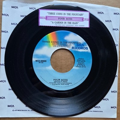 FOUR ACES Three Coins In The Fountain/A Garden In The Rain 45 7'' Record Vinyl