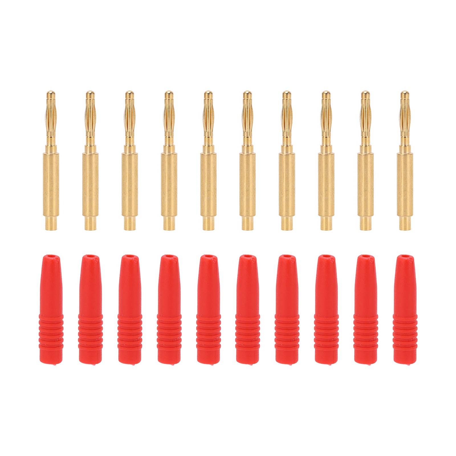 10x Banana Plugs 2mm Male Connector Insulated Metal Plugs W/ Housing Red☜.