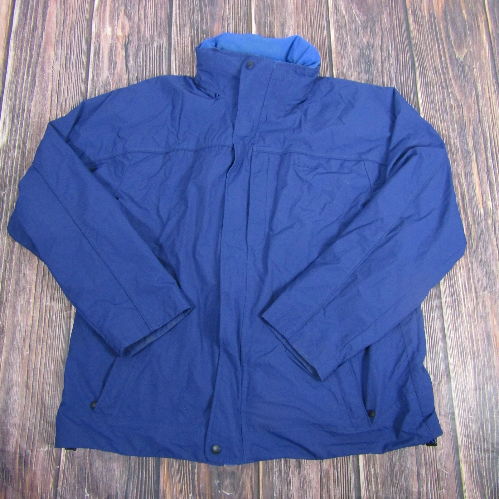 L.L.Bean Jacket Mens Large Blue Nylon Hooded Mesh Lined Full Zip Windbreaker