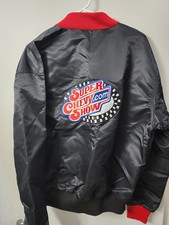 VINTAGE SUPER CHEVY SHOW BLACK SATIN JACKET C...