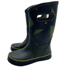 BOGS Kids Rainboot Sz 13 Green Geo Waterproof Tall Pull On Unisex Girl Boy