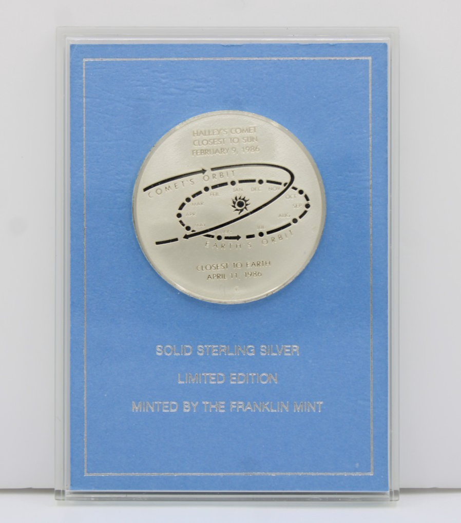 1986 Franklin Mint Halley's Comet Commemorative Medal Sterling