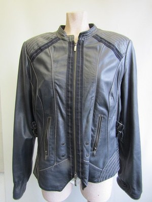 Biba Damen Lederjacke, Buterweich, Schwarz, Gr. 44