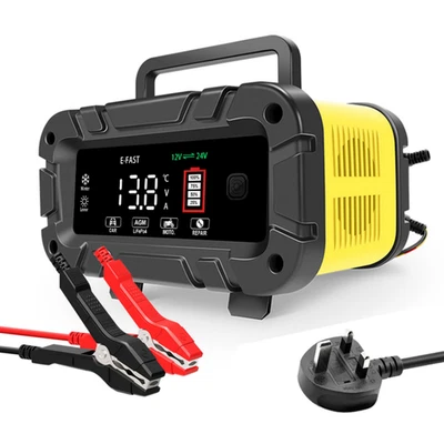 E-FAST 20A 12V/24V Lifepo 4 Car Battery Charger for AGM, Lithium, Motorcycle Boat Carav