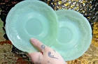 4x Vintage 1940s/50s Fire King Alice Pattern Jadeite 6" Saucers