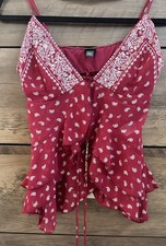 Wild Fable Red Paisley Tie-Front Spaghetti-Strap Cami Top Size XXS