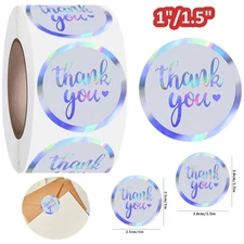 Waterproof Holographic Rainbow Thank You Stickers for Arts Crafts Small Business